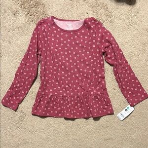 Carter's Pink and White Long Sleeve Tee with Polka Dots